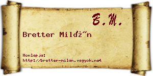 Bretter Milán névjegykártya